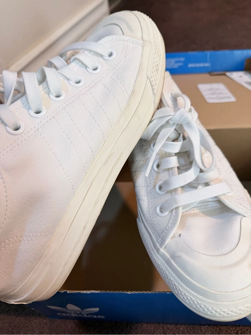 adidas White Low-Top Canvas Sneakers